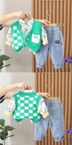 Conjunto Infanbtil 3 Peças Colete e Jeans