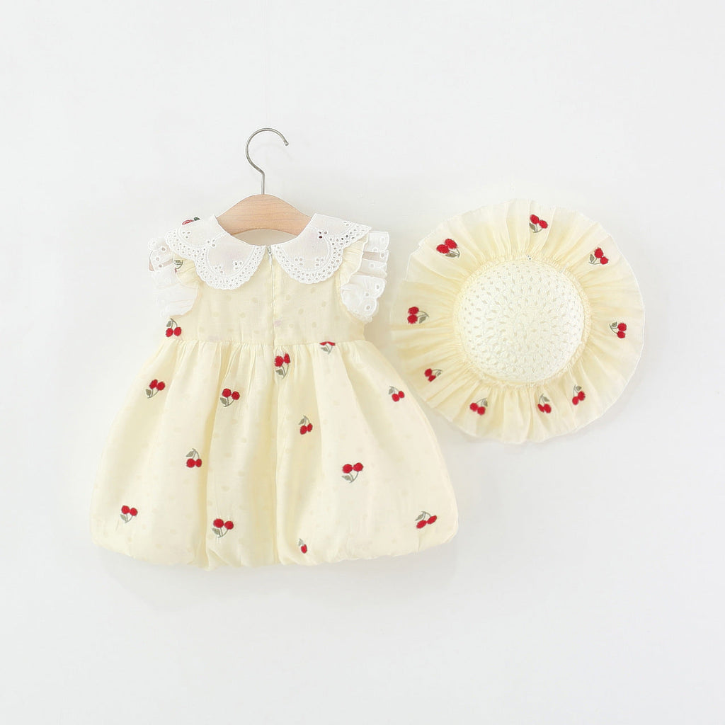 Vestido Infantil Bordado Cerejinhas