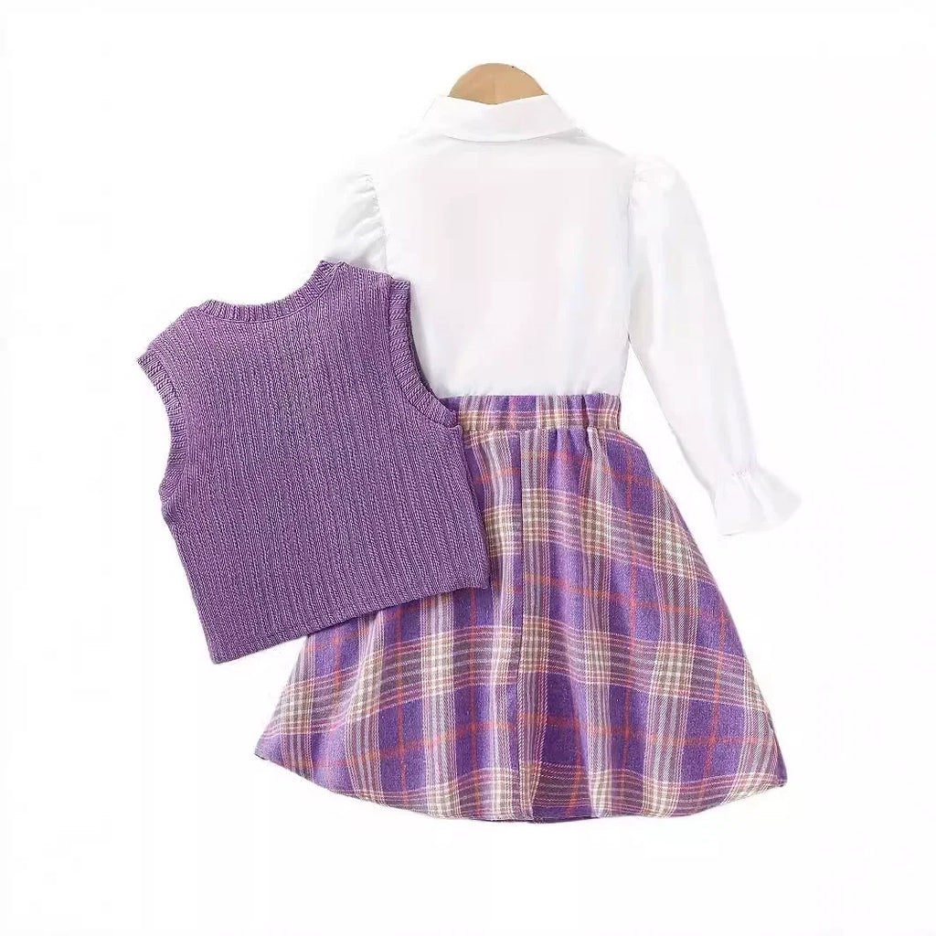 Conjunto Infantil Roxo Xadrez