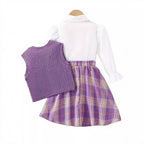 Conjunto Infantil Roxo Xadrez