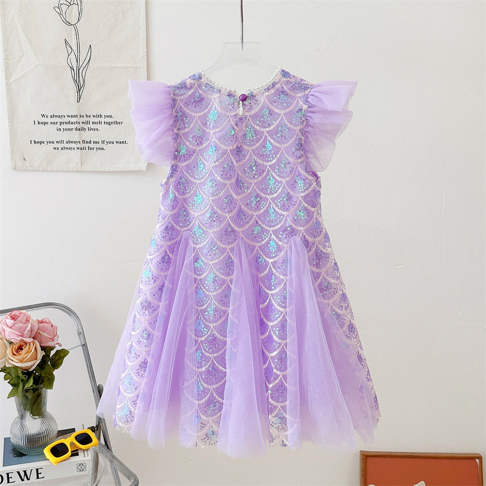 Vestido Infantil Sereia Brilhante