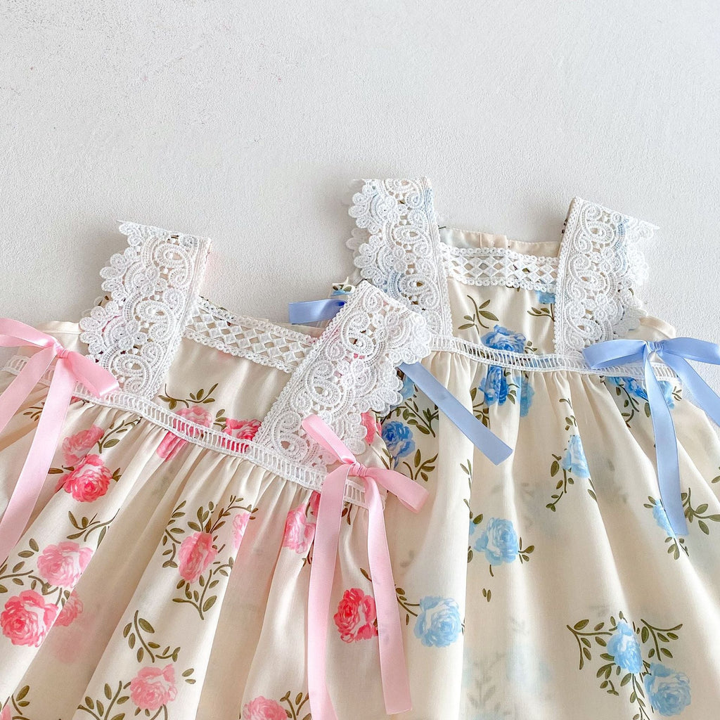 Vestido Infantil Floral Lacinho