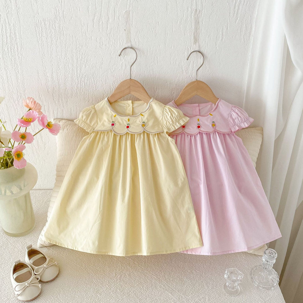 Vestido Infantil Florzinhas e Manga Babadinhos