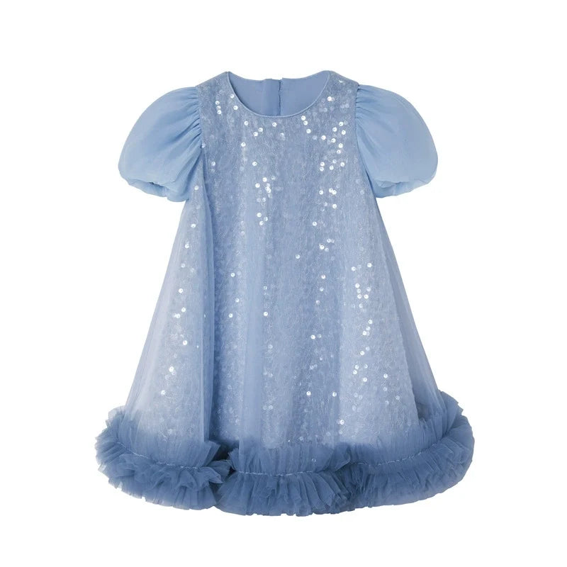 Vestido Infantil Azul Brilhantes