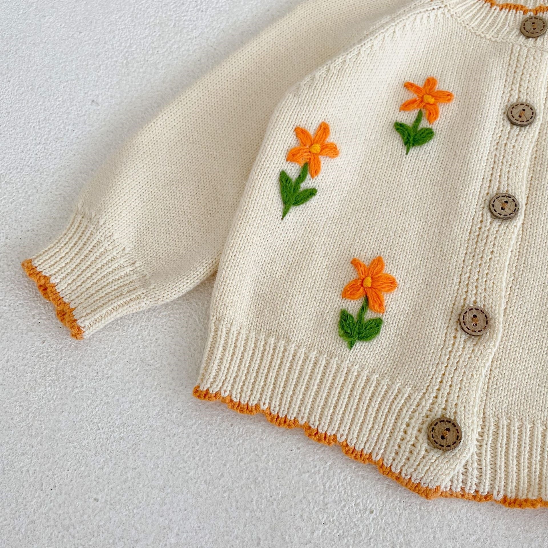 Casaco Infantil Tricô Florzinhas