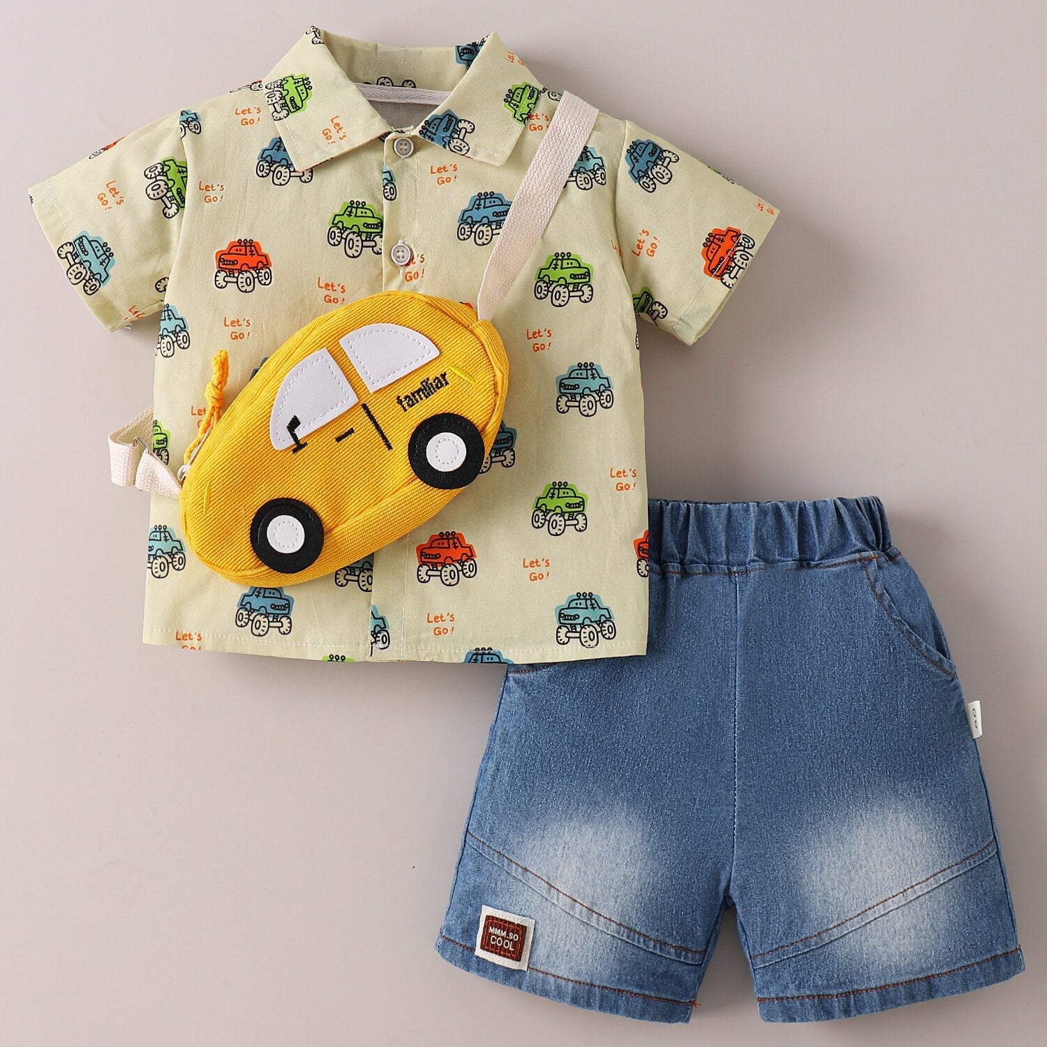 Conjunto Infantil Carrinhos com Bolsa