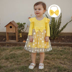 Body Infantil Feminino Margaridas com Tule