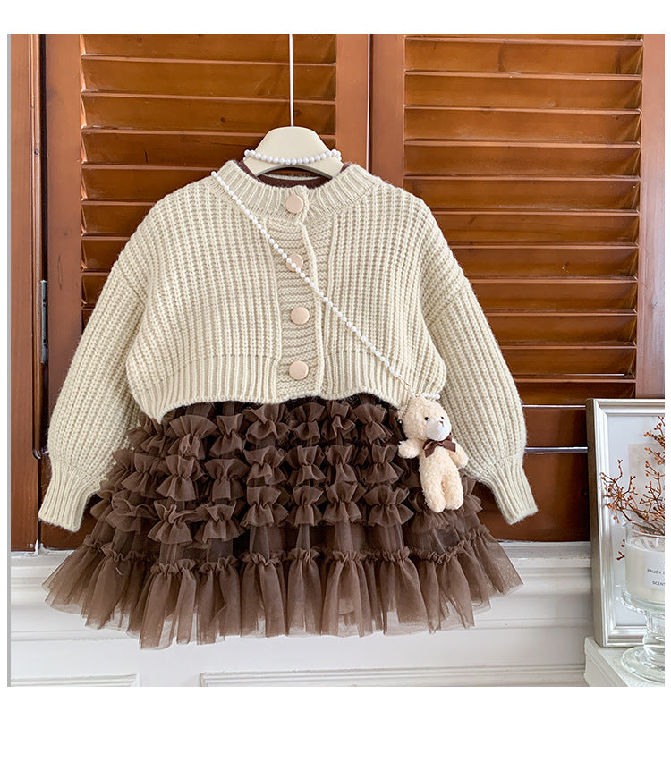 Conjunto Infantil Casaco + Vestido Tule