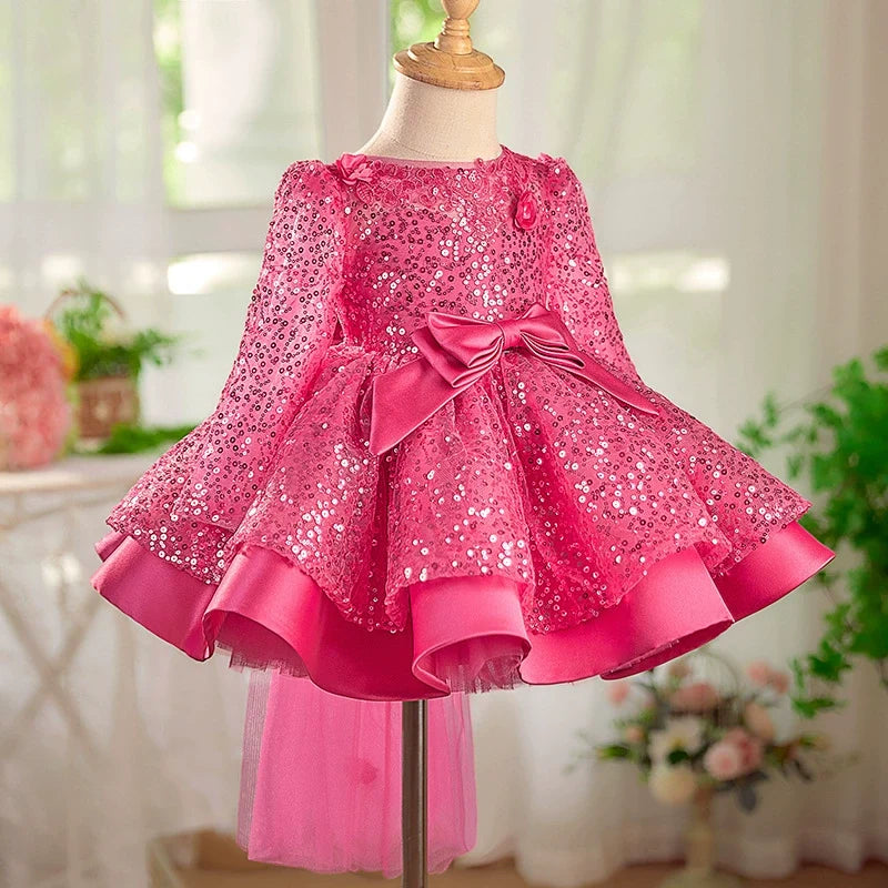 Vestido De Festa Infantil Brilhante Lacinho