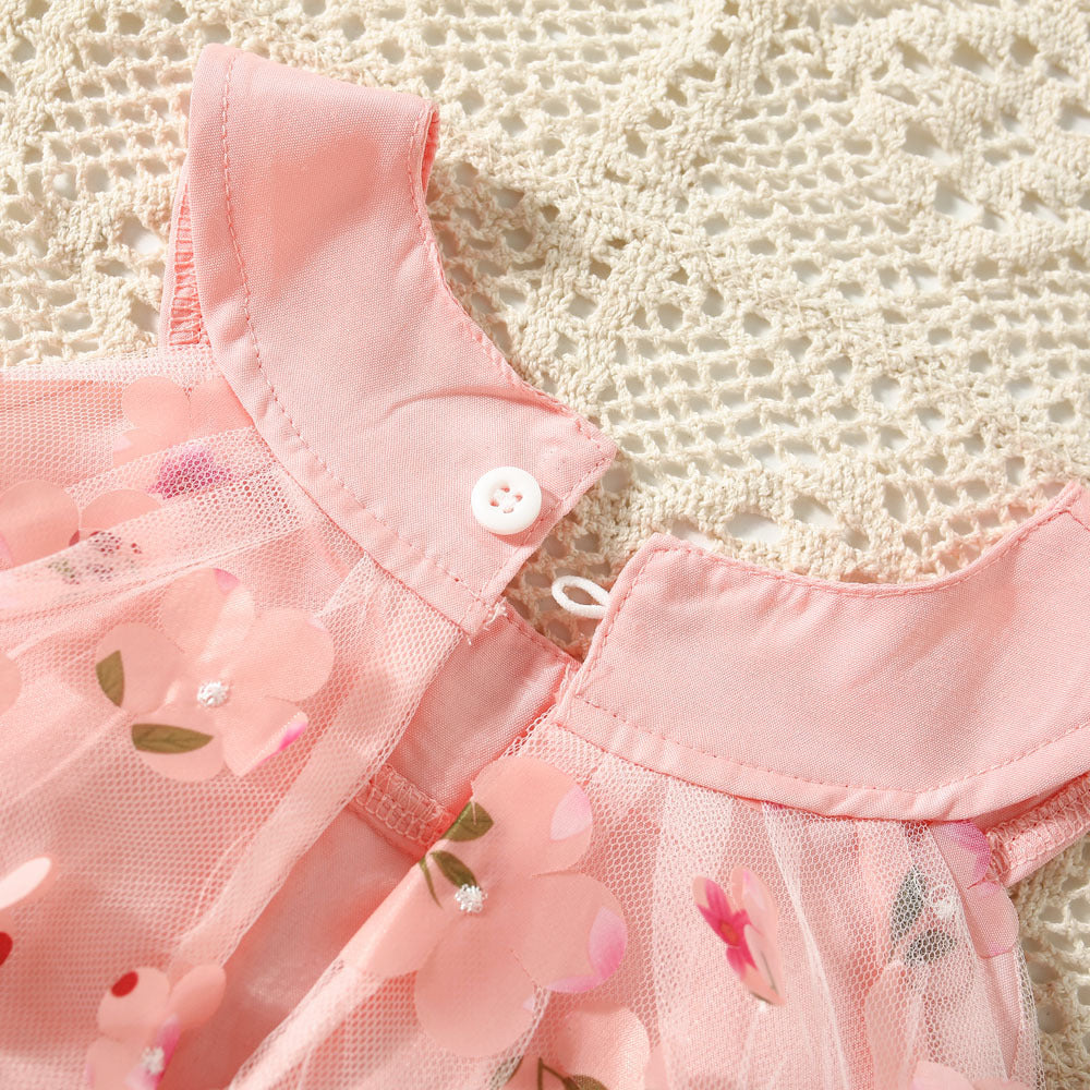 Vestido Infantil Tule Flores
