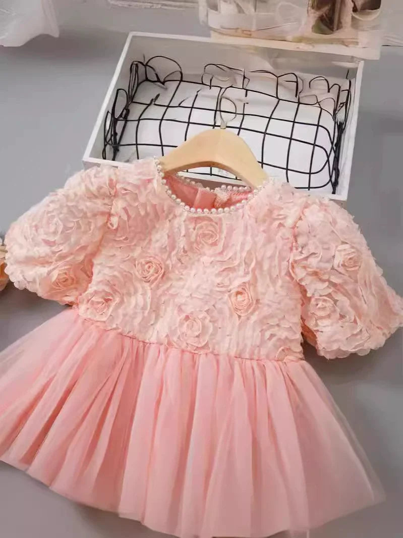 Vestido Infantil Rosa Floral