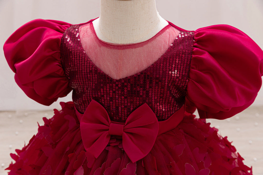 Vestido de Festa Infantil Borboletas e Laço