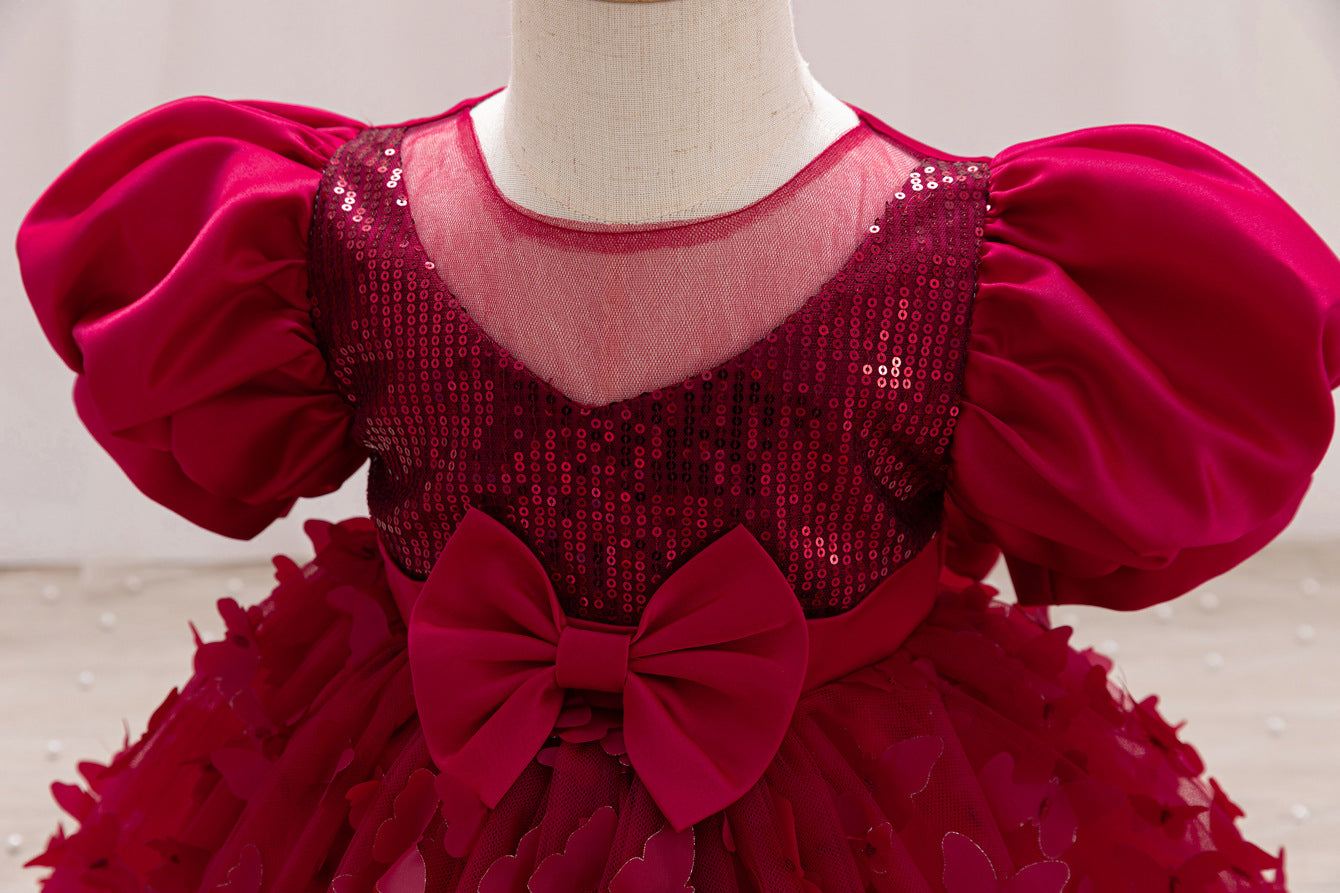 Vestido de Festa Infantil Borboletas e Laço