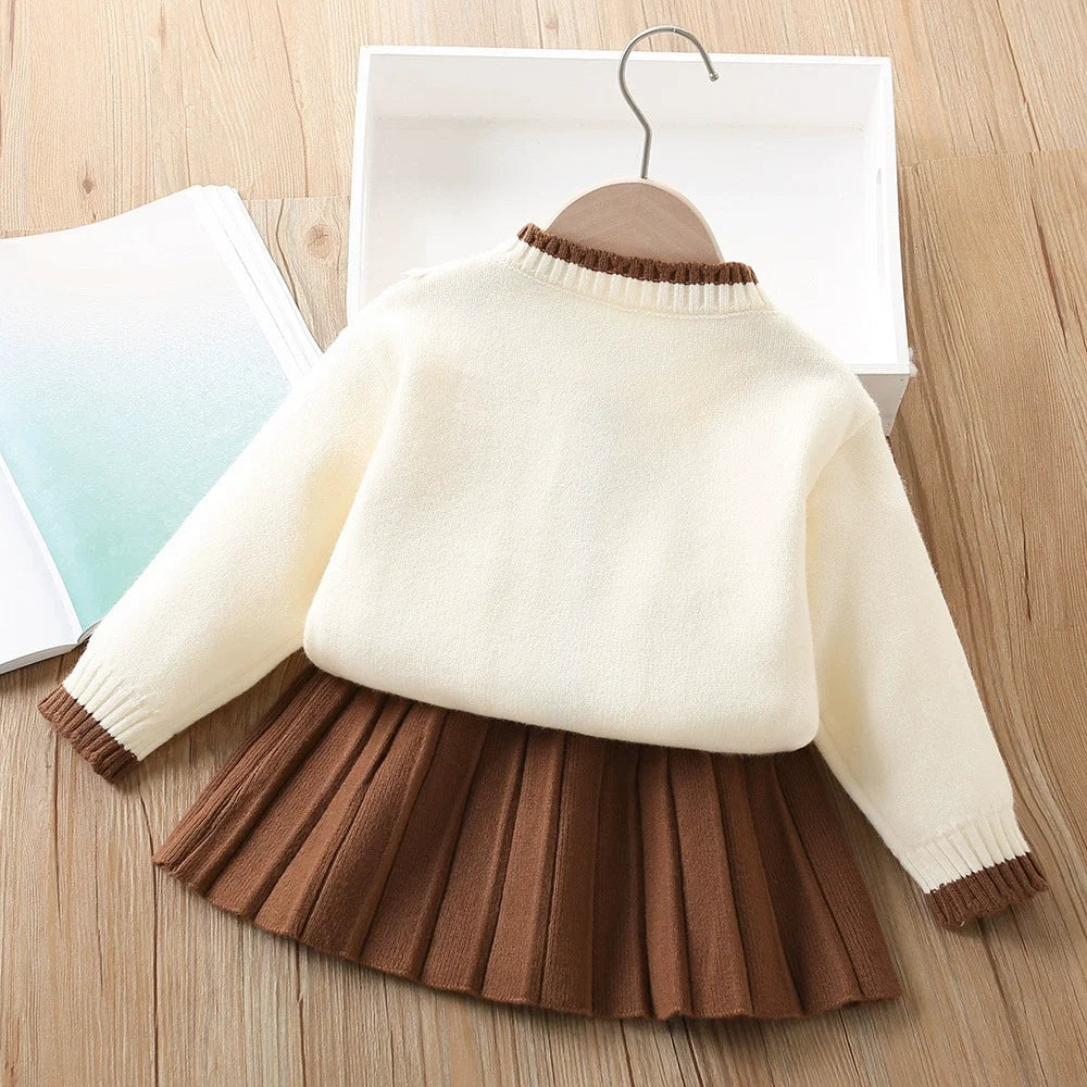 Conjunto Infantil Feminino Tricô Mussi Florzinhas