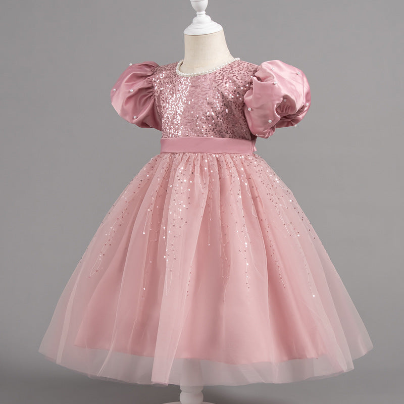 Vestido Infantil Tule Pérolas Bufante