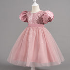 Vestido Infantil Tule Pérolas Bufante