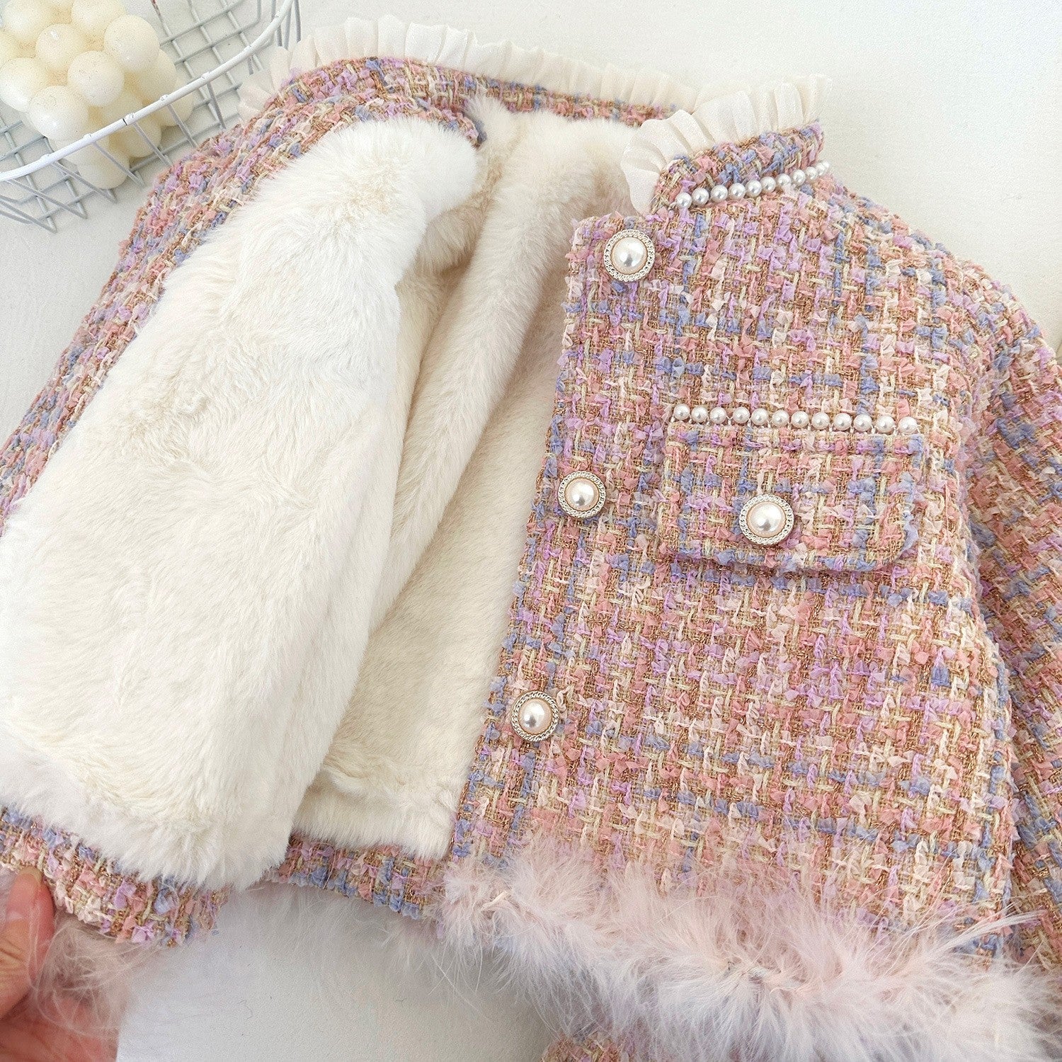 Conjunto Infantil Inverno Tweed Pérolas
