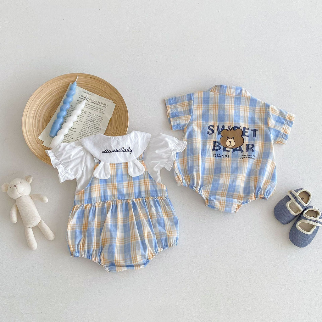Body Infantil Xadrez Ursinho