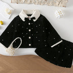 Conjunto Infantil Feminino Preto Pérolas