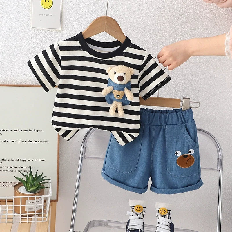 Conjunto Infantil Verão Lístras Ursinho