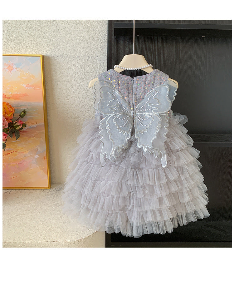 Vestido Infantil Tule Com Asas