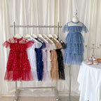 Vestido Infantil de Tule Estrelinhas