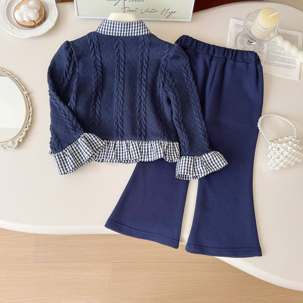 Conjunto Infantil Feminino Xadrez Lacinho
