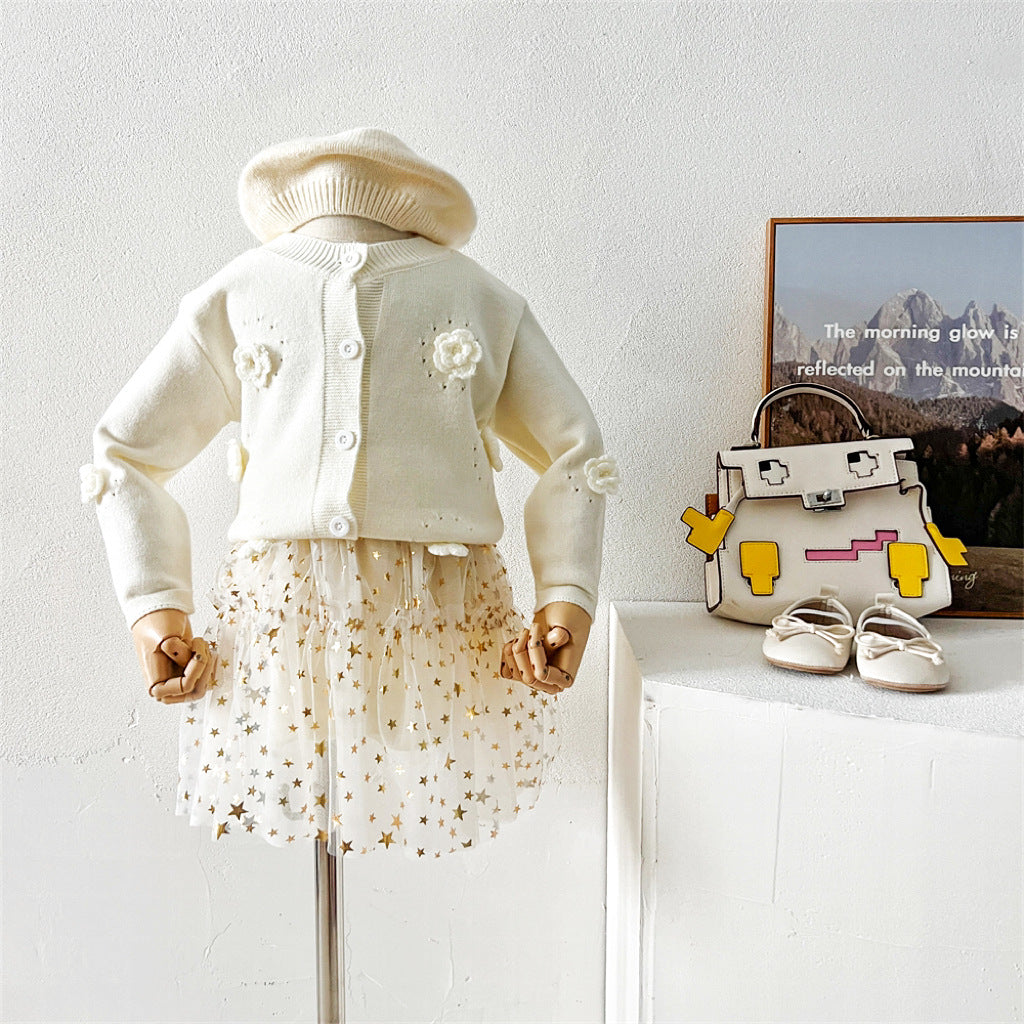Conjunto Infantil Flores e Saia Tule
