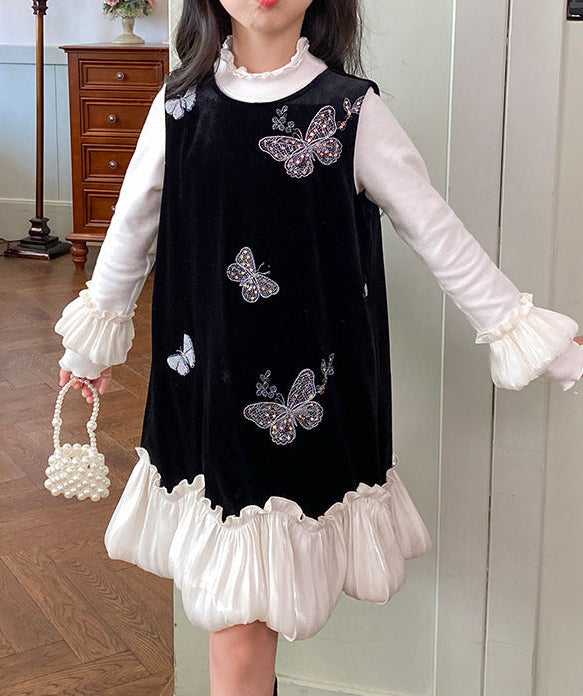 Vestido Infantil Veludo Borboletas