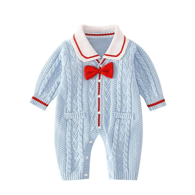 Macacão Infantil de Tricô Gravatinha