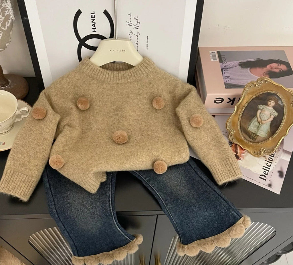 Conjunto Infantil Feminino Inverno Pompom