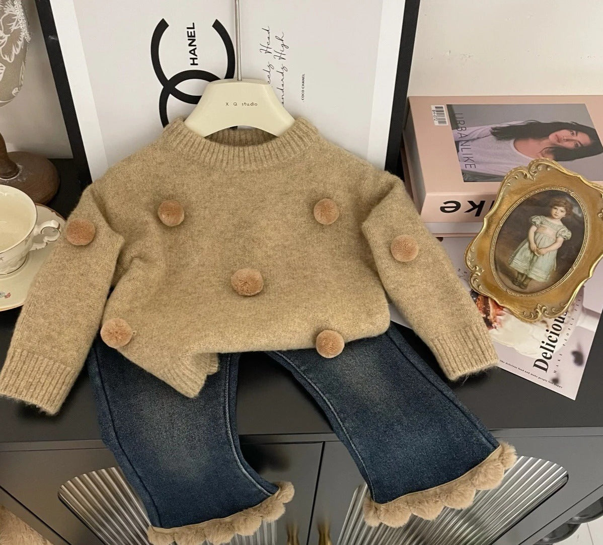 Conjunto Infantil Feminino Inverno Pompom