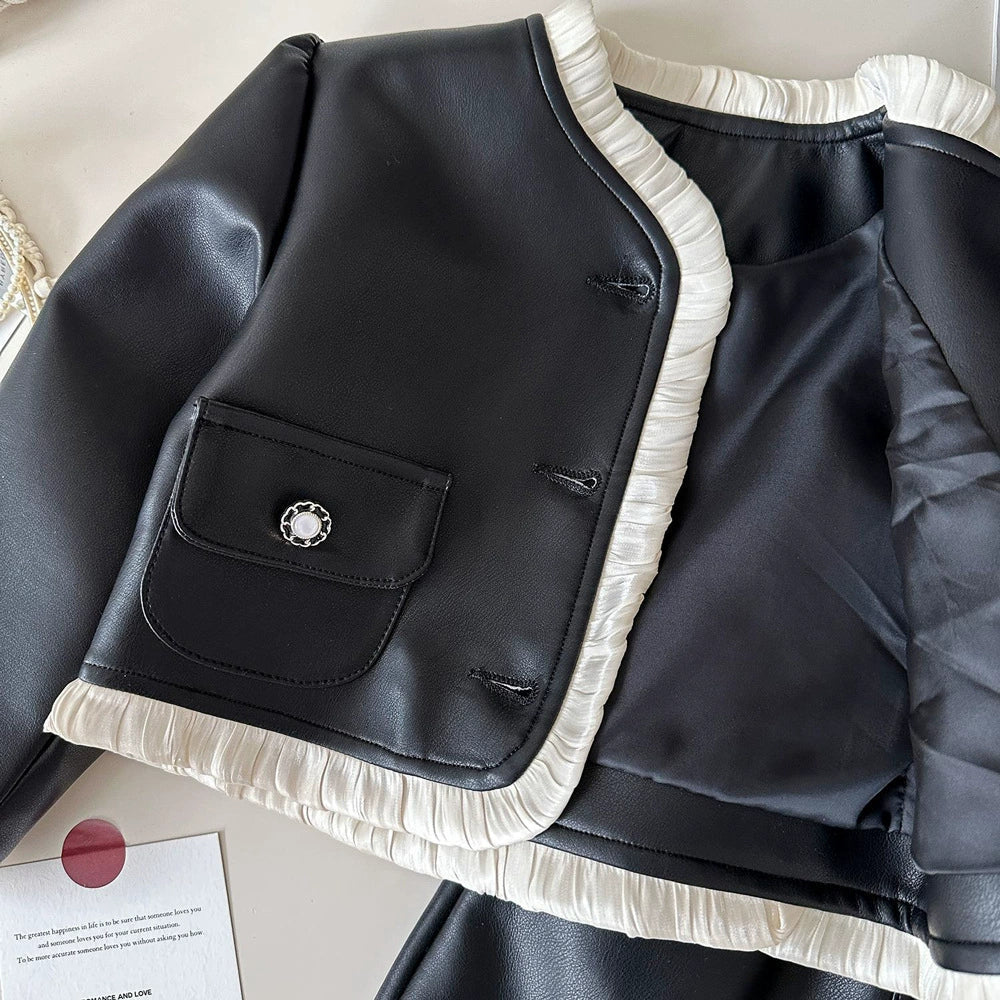 Conjunto Infantil Preto Courino