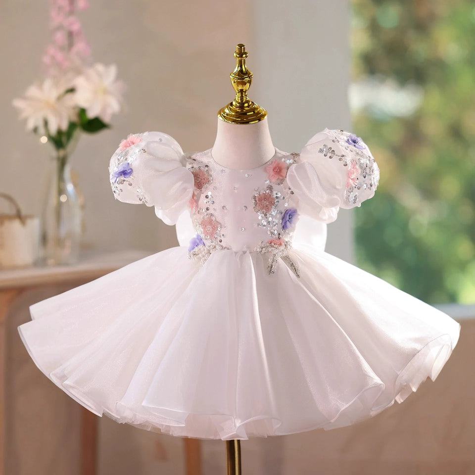 Vestido de Festa Branco Flores