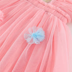 Vestido Infantil de Tule com Asas e Flores