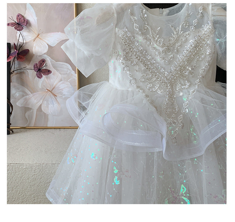 Vestido de Festa Infantil Bordado Brilhantes
