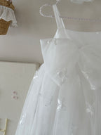 Vestido Infantil de Tule Flores Lacinho