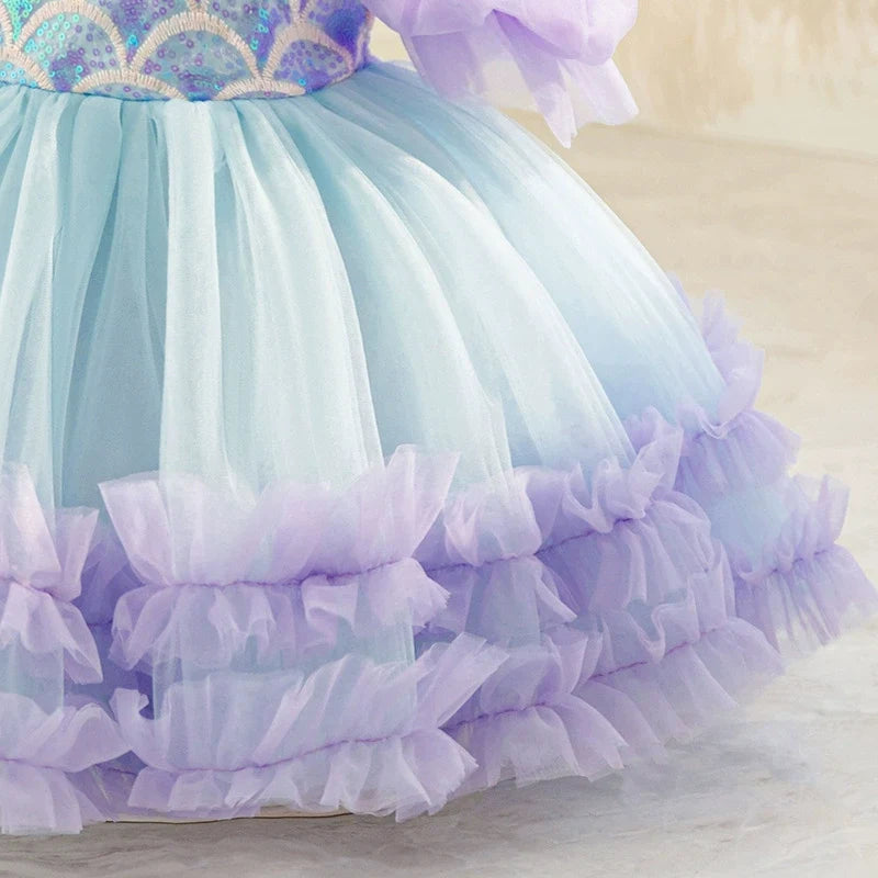 Vestido Infantil Tule Sereias