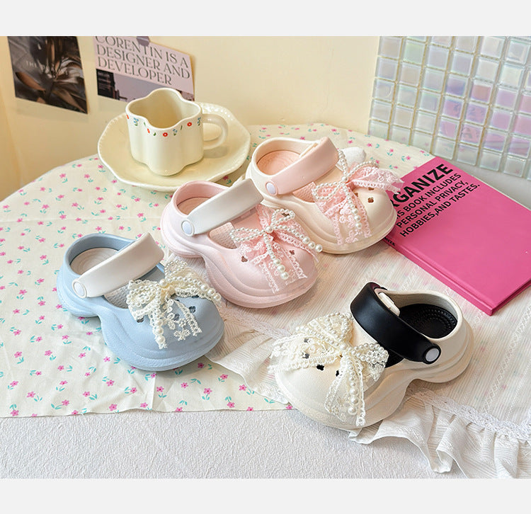 Crocks Infantil Feminino Lacinho com Pérolas