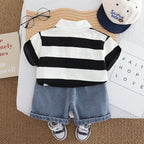 Conjunto Infantil Masculino Polo Lístras e Jeans
