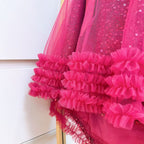 Vestido Infantil De Tule Brilhante Lacinho