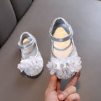 Sapato Infantil Feminino Brilhante com Flores