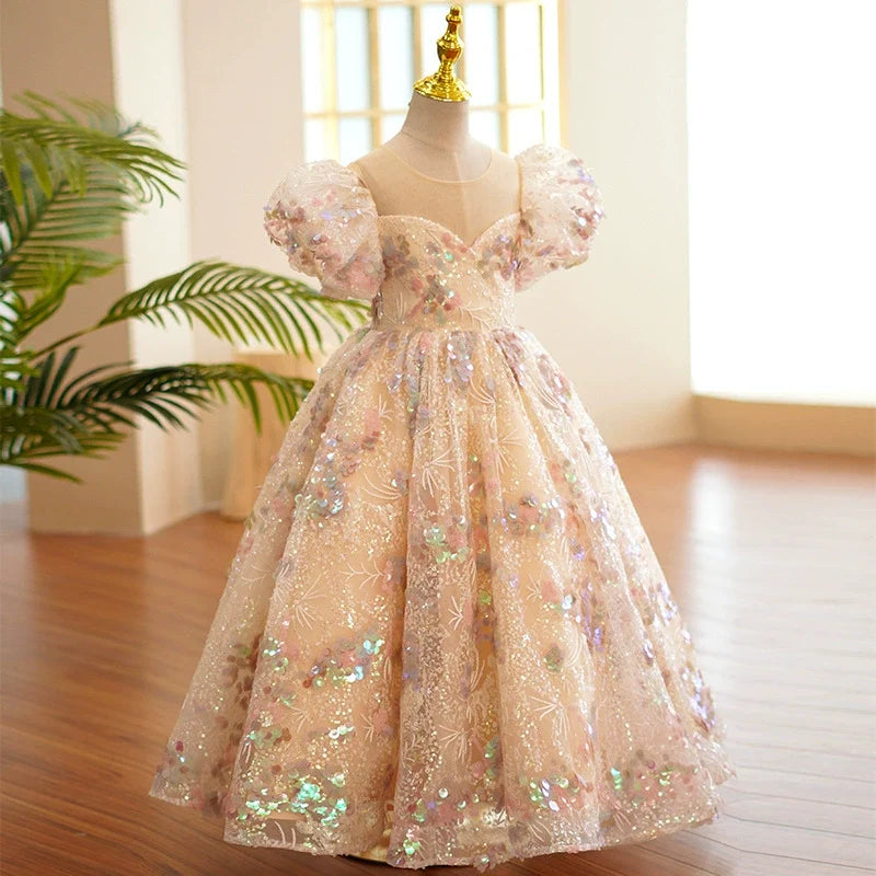 Vestido de Festa Infantil Lantejoulas Brilhante