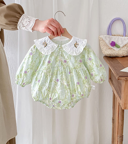 Body Infantil Verde Floral