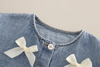 Conjunto Infantil 3 Peças Jeans Lacinhos