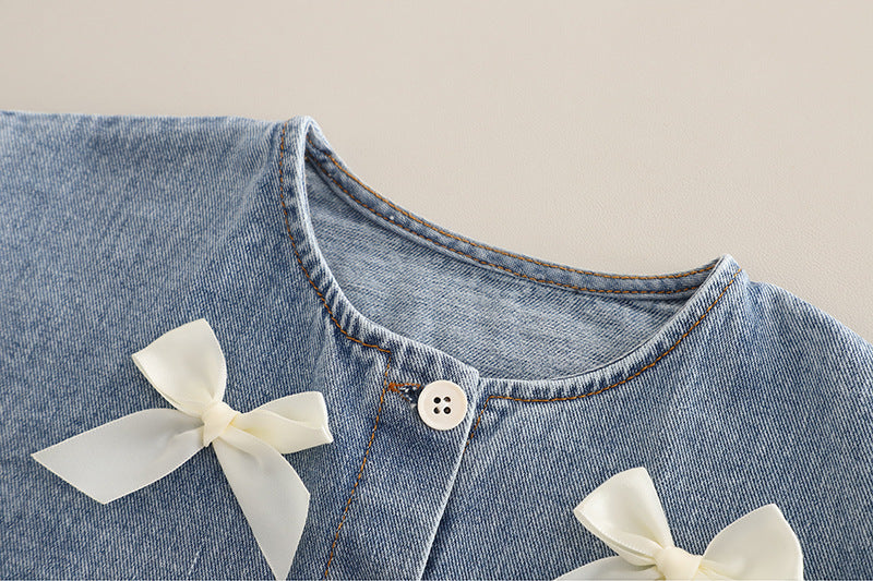 Conjunto Infantil 3 Peças Jeans Lacinhos