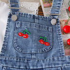 Jardineira Jeans Cerejinha + Blusinha