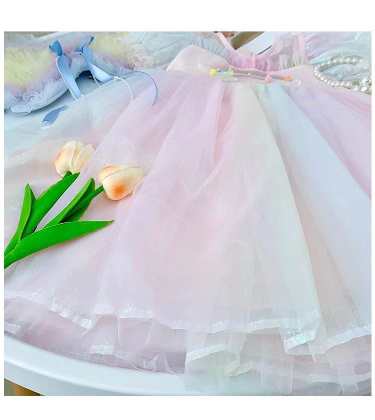 Vestido Infantil Arco íris Asas