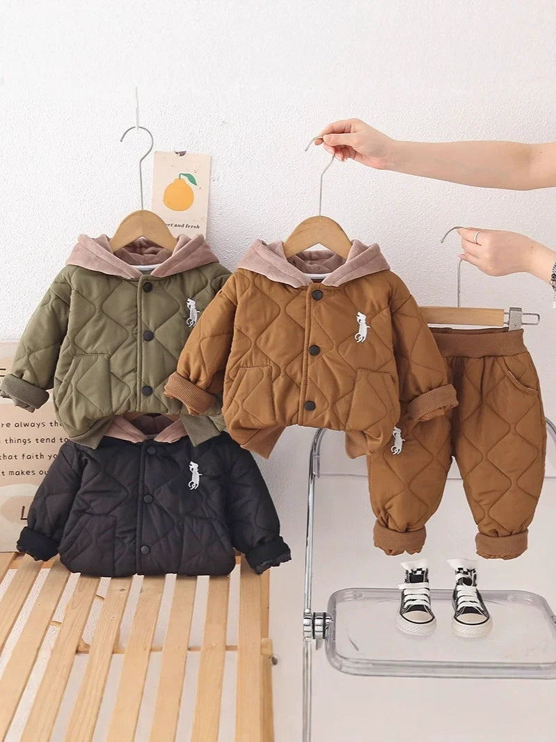 Conjunto Infantil  Inverno Bolsinhos com Capuz