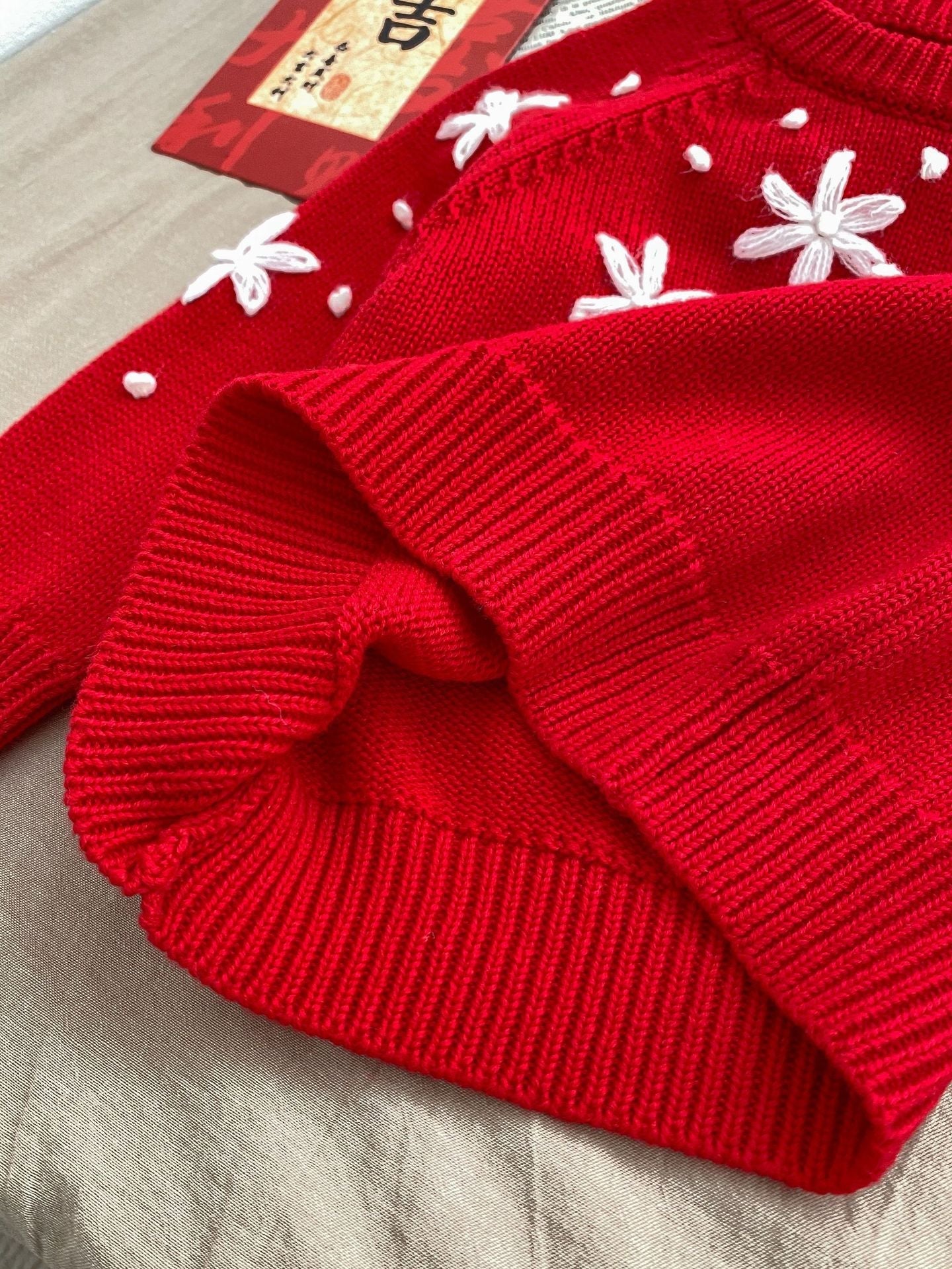 Macacão/ Blusa Infantil Vermelho Florzinhas